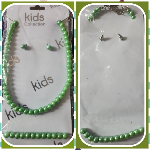 Kids 3 Piece set, Faux Pearl Necklace/Bracelet/Earrings New - Picture 1 of 3